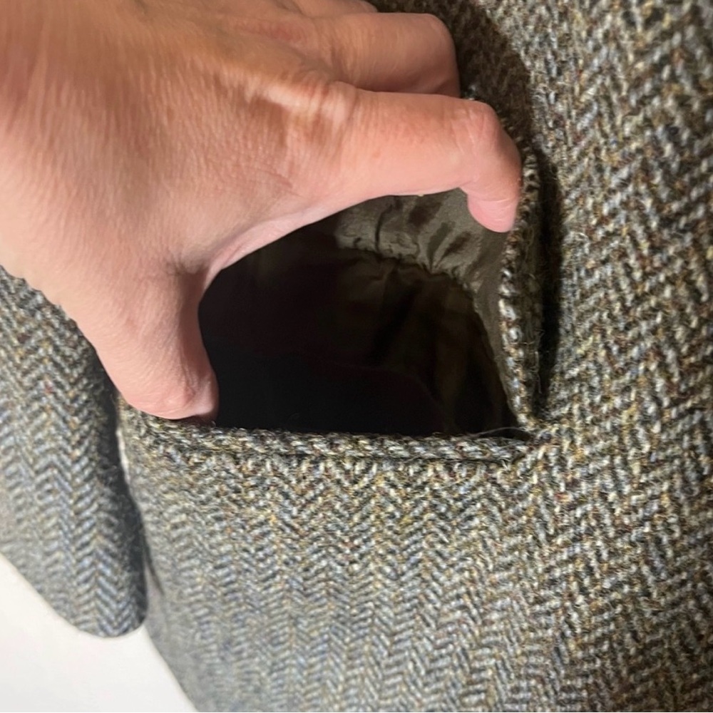 Harris Tweed Vintage Herringbone Wool Blazer Hector Russell Kiltmaker Gray - Picture 5 of 12